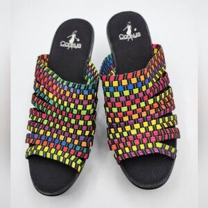 Corkys NWOT Ribbon Vibrant Woven Sandals Sz 9